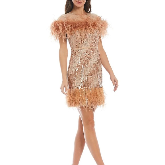 ANTONIO MELANI Dresses & Skirts - Antonio Melani
x Nicola Bathie Emilia Sequined Feather trim dress